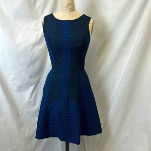 Trina Turk Womens Size 0 Blue Black Rena Fit & Flare Dress